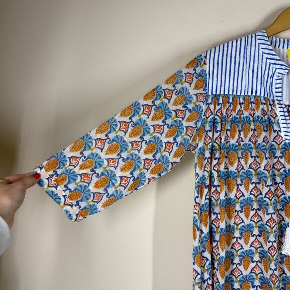 Roller Rabbit Block Print Serafina Tunic Fringe Womens Size M Swim Cover Dress - Picture 10 of 11